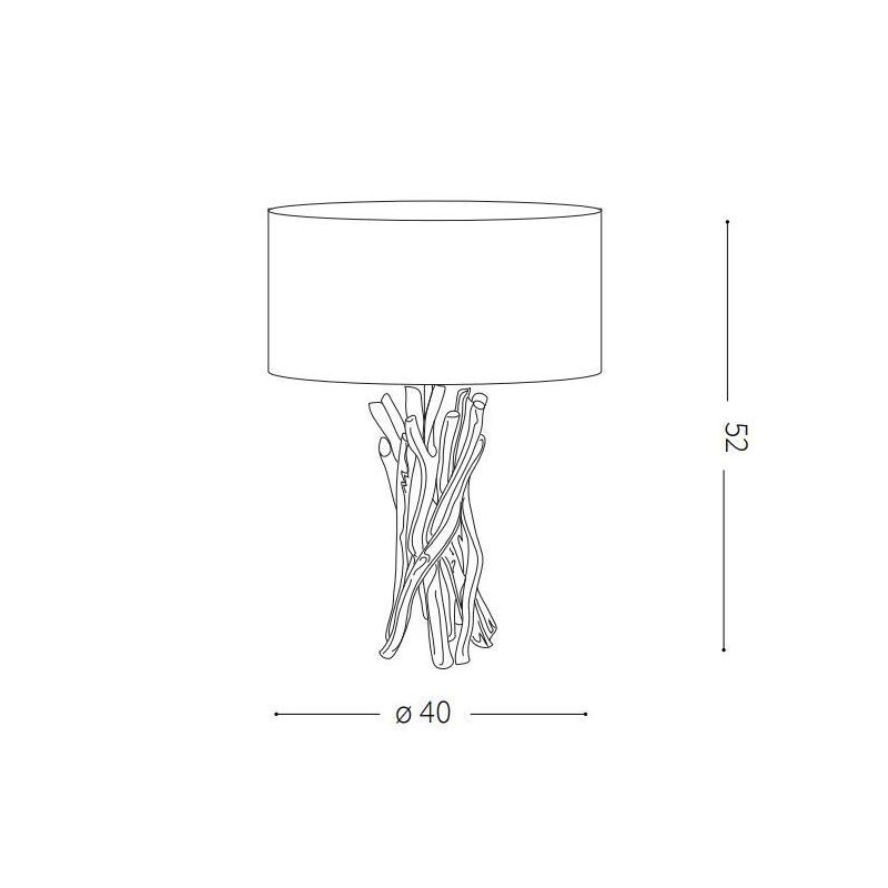 LAMPADA DA TAVOLO STILE RUSTICO CON RAMI DI LEGNO INTRECCIATI E PARALUME CANVAS CRISTALENSI - Cristalensi Shop Online