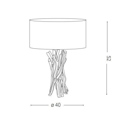 LAMPADA DA TAVOLO STILE RUSTICO CON RAMI DI LEGNO INTRECCIATI E PARALUME CANVAS CRISTALENSI - Cristalensi Shop Online