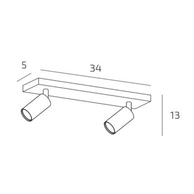 ISLA MICRO FARETTO 2 LUCI CON SPOT ORIENTABILI METALLO NERO, BIANCO E SABBIA LAMPADINE ATTACCO GU10