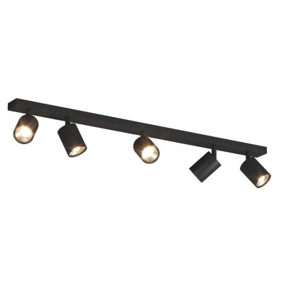 KORA BINARIO A 5 LUCI CON SPOT ORIENTABILI METALLO NERO, BIANCO E SABBIA CON LAMPADINE ATTACCO GU10