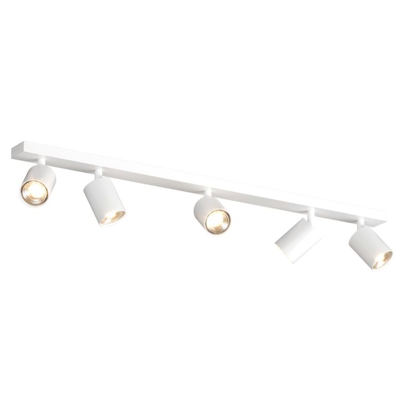 KORA BINARIO A 5 LUCI CON SPOT ORIENTABILI METALLO NERO, BIANCO E SABBIA CON LAMPADINE ATTACCO GU10
