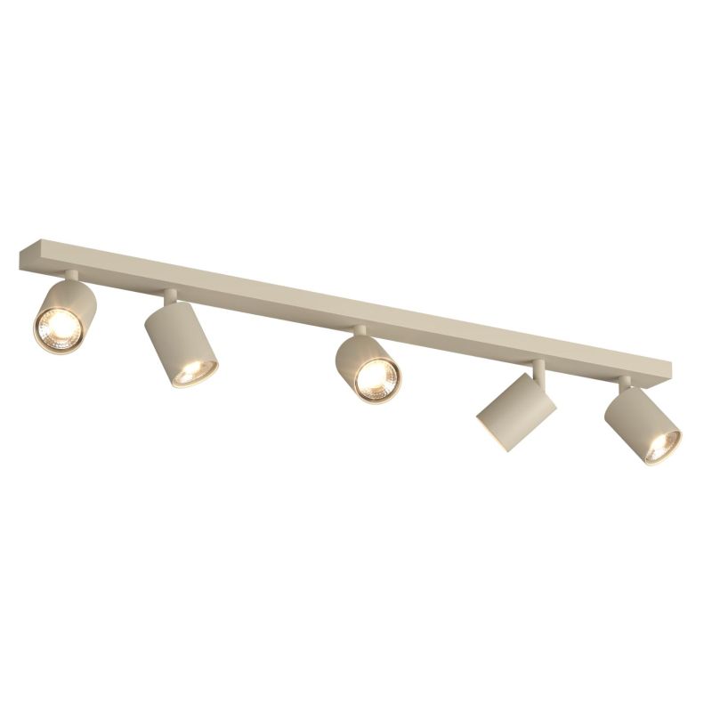 KORA BINARIO A 5 LUCI CON SPOT ORIENTABILI METALLO NERO, BIANCO E SABBIA CON LAMPADINE ATTACCO GU10