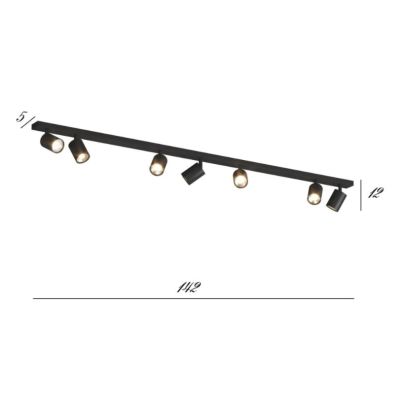 KORA BINARIO A 7 LUCI CON SPOT ORIENTABILI METALLO NERO, BIANCO E SABBIA CON LAMPADINE ATTACCO GU10