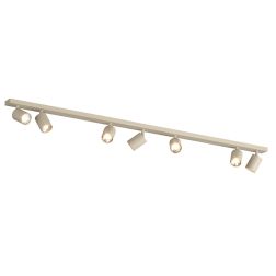 KORA BINARIO A 7 LUCI CON SPOT ORIENTABILI METALLO NERO, BIANCO E SABBIA CON LAMPADINE ATTACCO GU10