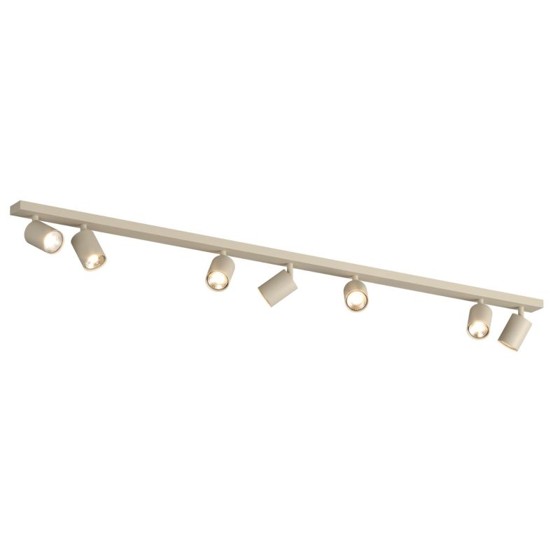 KORA BINARIO A 7 LUCI CON SPOT ORIENTABILI METALLO NERO, BIANCO E SABBIA CON LAMPADINE ATTACCO GU10