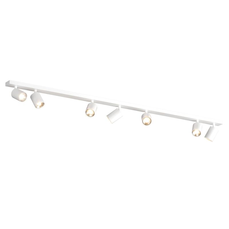 KORA BINARIO A 7 LUCI CON SPOT ORIENTABILI METALLO NERO, BIANCO E SABBIA CON LAMPADINE ATTACCO GU10