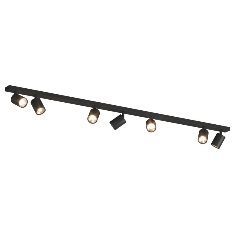 KORA BINARIO A 7 LUCI CON SPOT ORIENTABILI METALLO NERO, BIANCO E SABBIA CON LAMPADINE ATTACCO GU10
