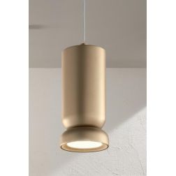 LILIUM SOSPENSIONE SINGOLA  A CILINDRO SVASATO METALLO ORO O NERO DESIGN MODERNO LAMPADINA GU10 2