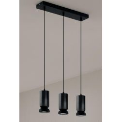 LILIUM SOSPENSIONE 3 LUCI CON CILINDRI SVASATI METALLO ORO O NERO MODERNA LAMPADINE GU10 2