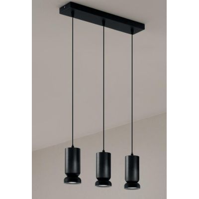 LILIUM SOSPENSIONE 3 LUCI CON CILINDRI SVASATI METALLO ORO O NERO MODERNA LAMPADINE GU10