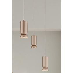 LILIUM SOSPENSIONE DECENTRATA 8 LUCI CON CILINDRI SVASATI METALLO ORO O NERO LAMPADINE GU10 2