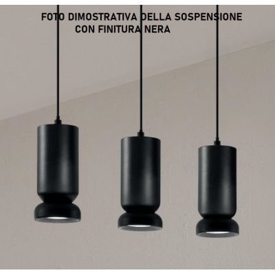LILIUM SOSPENSIONE DECENTRATA 8 LUCI CON CILINDRI SVASATI METALLO ORO O NERO LAMPADINE GU10