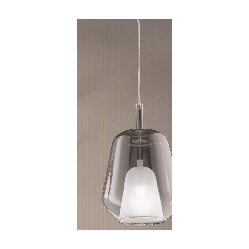 THELMA SOSPENSIONE SINGOLA IN VETRO SOFFIATO TRASPARENTE, FUME O AMBRA D19 CM DESIGN MODERNO