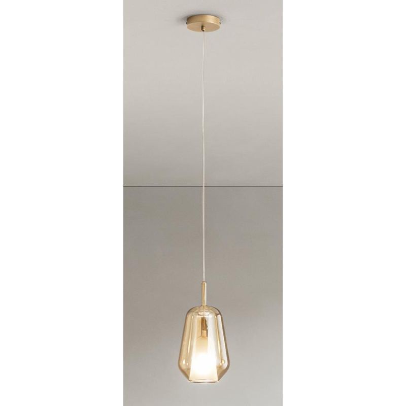 THELMA SOSPENSIONE SINGOLA IN VETRO SOFFIATO TRASPARENTE, FUME O AMBRA D19 CM DESIGN MODERNO