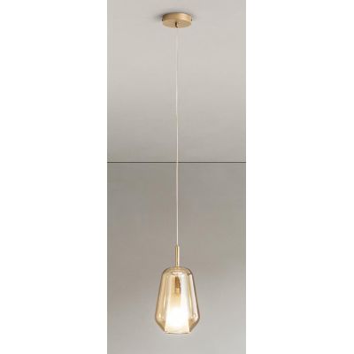 THELMA SOSPENSIONE SINGOLA IN VETRO SOFFIATO TRASPARENTE, FUME O AMBRA D19 CM DESIGN MODERNO