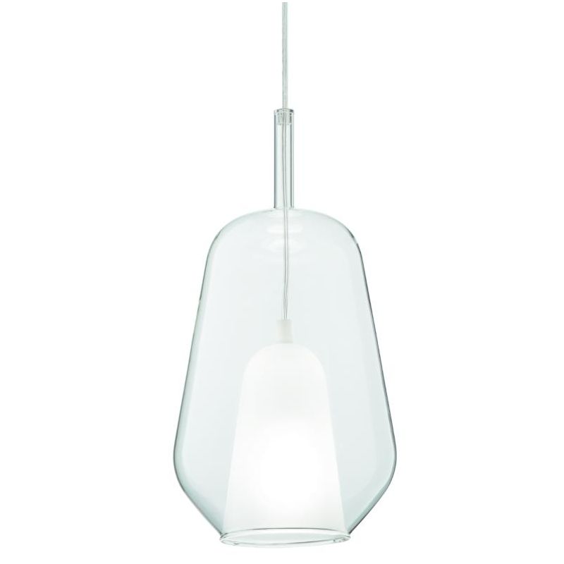 THELMA SOSPENSIONE SINGOLA IN VETRO SOFFIATO TRASPARENTE, FUME O AMBRA D19 CM DESIGN MODERNO