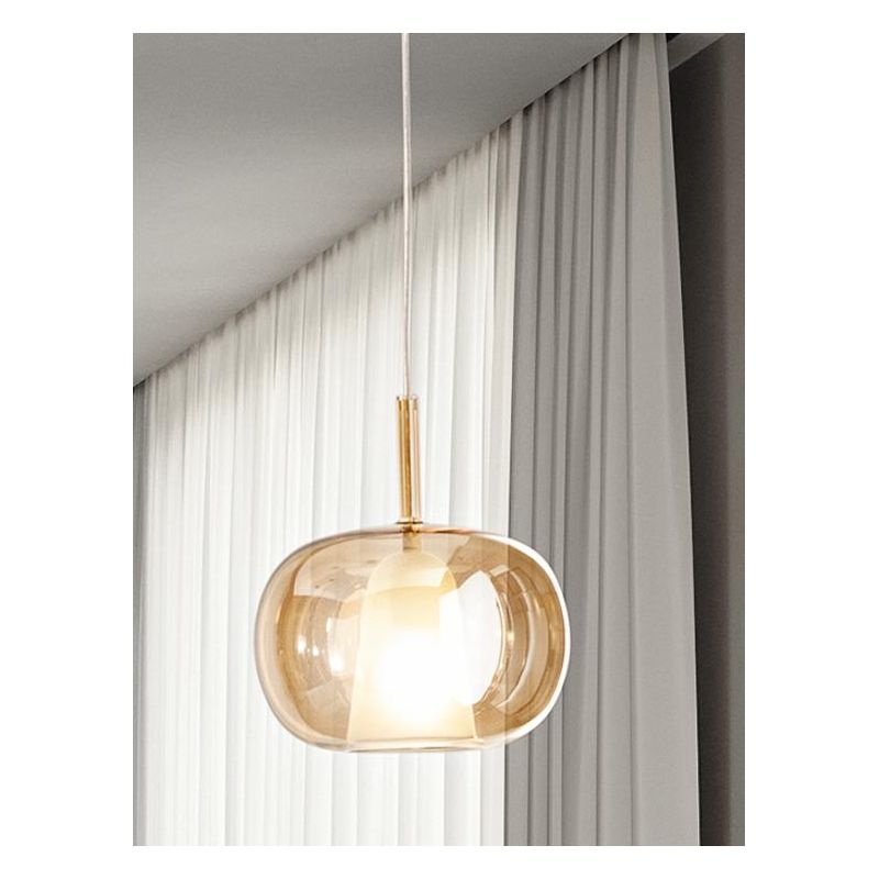 THELMA SOSPENSIONE SINGOLA D25 CM IN VETRO SOFFIATO TRASPARENTE, FUME O AMBRA  DESIGN MODERNO