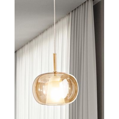 THELMA SOSPENSIONE SINGOLA D25 CM IN VETRO SOFFIATO TRASPARENTE, FUME O AMBRA  DESIGN MODERNO