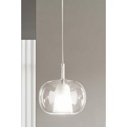 THELMA SOSPENSIONE SINGOLA D25 CM IN VETRO SOFFIATO TRASPARENTE, FUME O AMBRA  DESIGN MODERNO