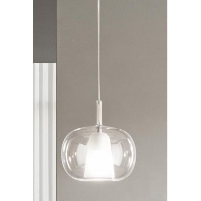 THELMA SOSPENSIONE SINGOLA D25 CM IN VETRO SOFFIATO TRASPARENTE, FUME O AMBRA  DESIGN MODERNO