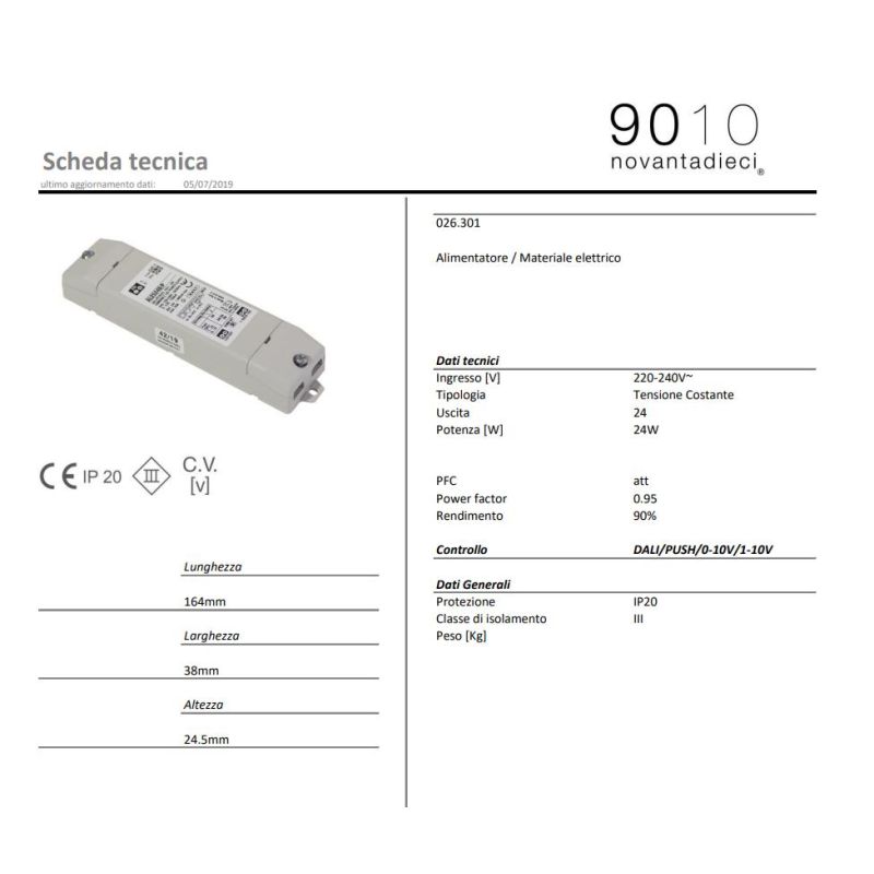 026.259 DRIVER ALIMENTATORE ON/OFF 36W 24V BELFIORE 9010 9010 BELFIORE - Cristalensi Shop Online