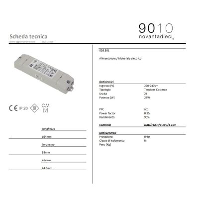 026.259 DRIVER ALIMENTATORE ON/OFF 36W 24V BELFIORE 9010 9010 BELFIORE - Cristalensi Shop Online