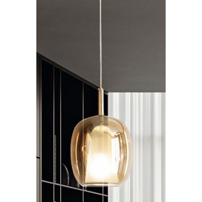 THELMA SOSPENSIONE SINGOLA D19 CM IN VETRO SOFFIATO TRASPARENTE, FUME O AMBRA  DESIGN MODERNO
