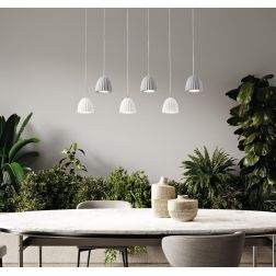 CONCRETE SOSPENSIONE RETTANGOLARE 6 LUCI VINTAGE CON DIFFUSORI IN CEMENTO COLORATO LAMPADINE GU10
