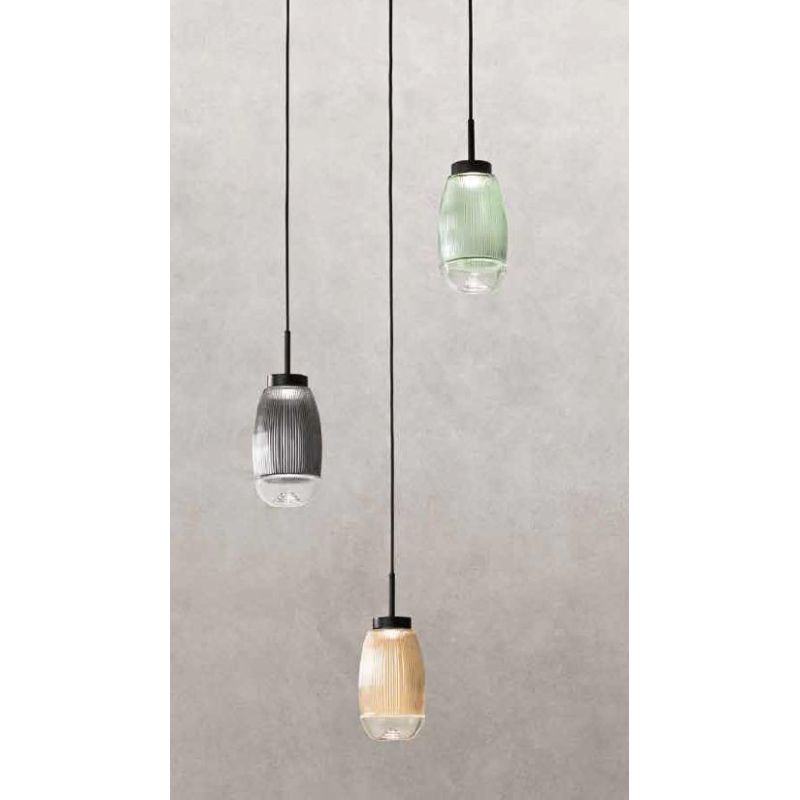 EKOS SOSPENSIONE SINGOLA CON DIFFUSORE IN VETRO COLORARO D12 CM LED 6W LUCE 3000K MODERNA
