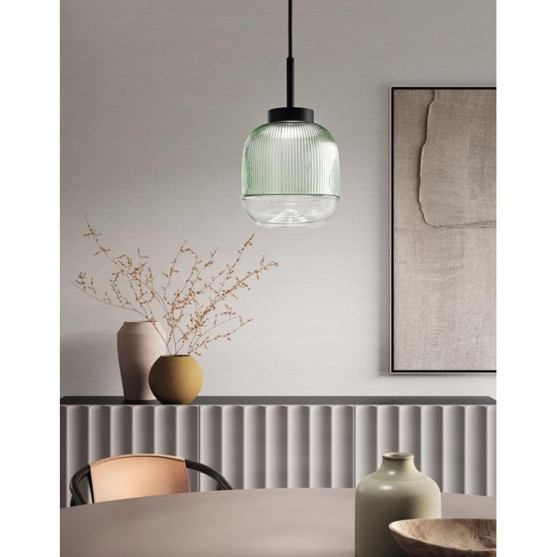 EKOS SOSPENSIONE SINGOLA CON DIFFUSORE IN VETRO COLORARO D15 CM LED 6W LUCE 3000K MODERNA
