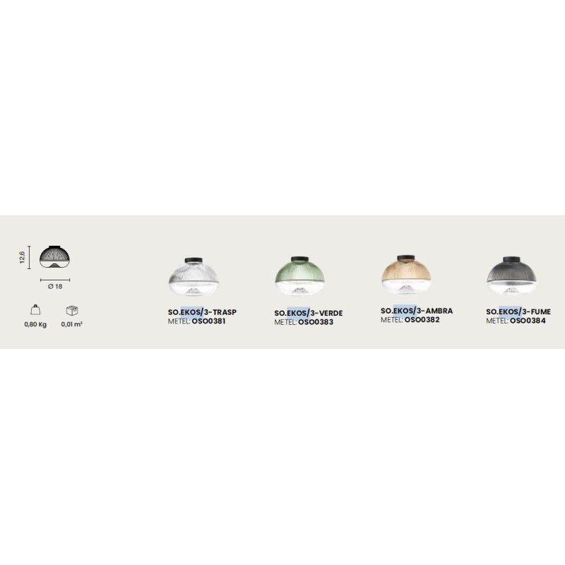 EKOS SOSPENSIONE SINGOLA CON DIFFUSORE IN VETRO COLORATO D18 CM LED 6W LUCE 3000K MODERNA