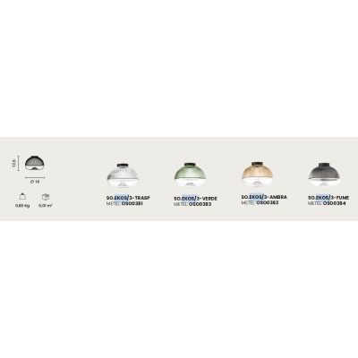 EKOS SOSPENSIONE SINGOLA CON DIFFUSORE IN VETRO COLORATO D18 CM LED 6W LUCE 3000K MODERNA