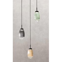 EKOS LAMPADARIO A SOSPENSIONE ROTONDO 3 LUCI DIFFUSORI IN VETRO COLORATO LED 18W LUCE 3000K MODERNO 2