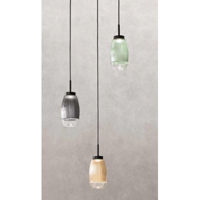 EKOS LAMPADARIO A SOSPENSIONE ROTONDO 3 LUCI DIFFUSORI IN VETRO COLORATO LED 18W LUCE 3000K MODERNO