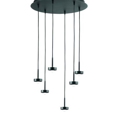 EKOS LAMPADARIO A SOSPENSIONE ROTONDO 6 LUCI DIFFUSORI IN VETRO COLORATO LED 36W LUCE 3000K MODERNO