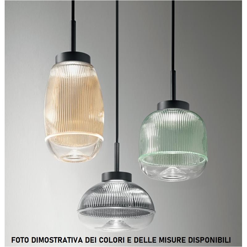 EKOS LAMPADARIO A SOSPENSIONE RETTANGOLARE 6 LUCI DIFFUSORI IN VETRO COLORATO LED 36W LUCE 3000K MODERNO