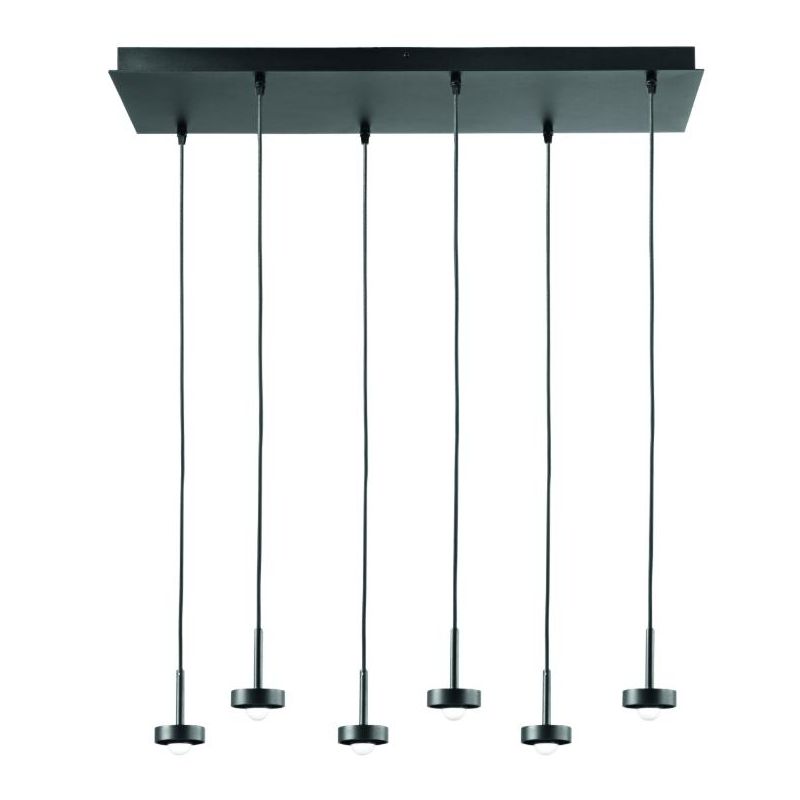 EKOS LAMPADARIO A SOSPENSIONE RETTANGOLARE 6 LUCI DIFFUSORI IN VETRO COLORATO LED 36W LUCE 3000K MODERNO