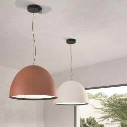 CUPOLA LAMPADARIO A SOSPENSIONE D60 CM LED 50W LUCE 3000K ALLUMINIO BIANCO, NERO O TERRA MODERNO
