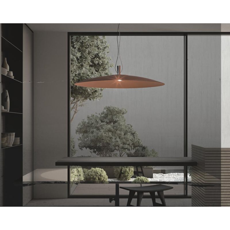 ELLE LAMPADARIO A SOSPENSIONE D90 CM LED 18W LUCE 3000K ALLUMINIO VERDE, NERO O TERRA MODERNO