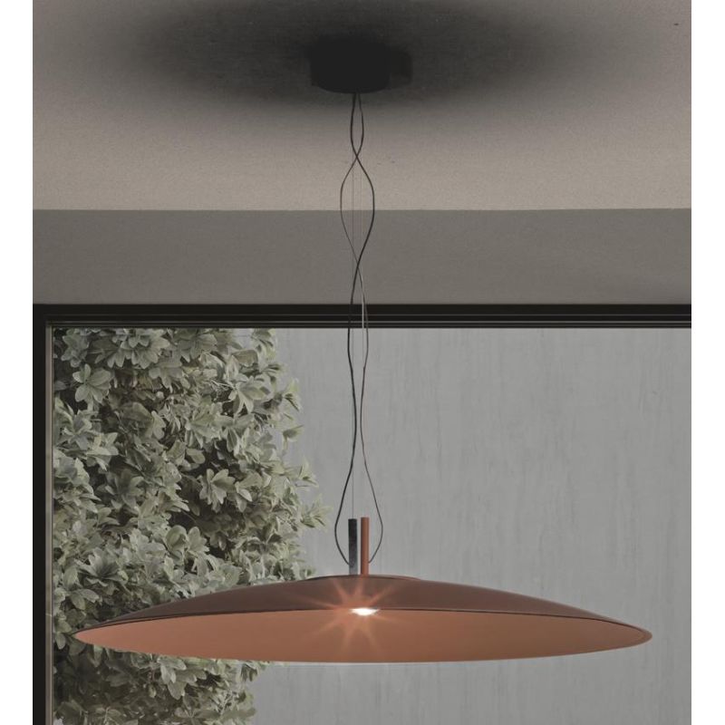 ELLE LAMPADARIO A SOSPENSIONE D90 CM LED 18W LUCE 3000K ALLUMINIO VERDE, NERO O TERRA MODERNO