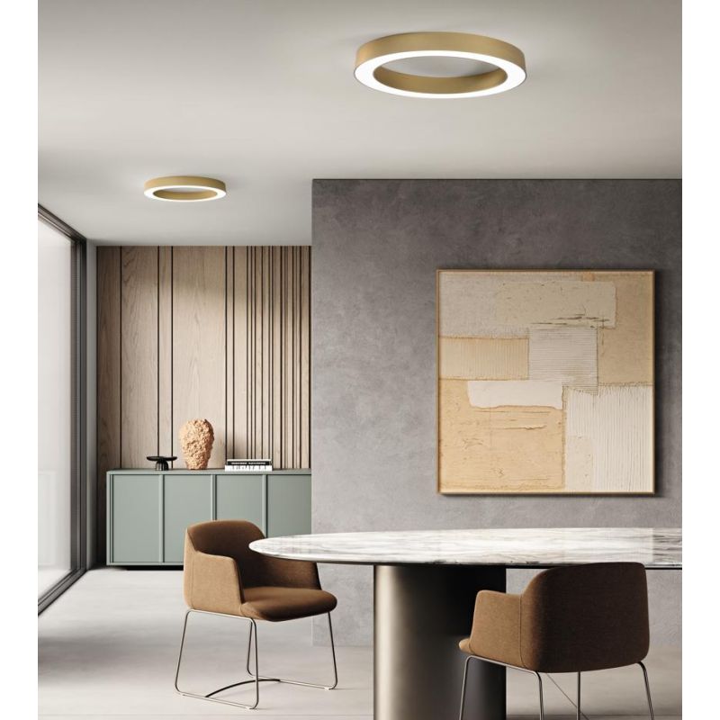 GLOBUS PLAFONIERA AD ANELLO 3 MISURE LED DIMMERABILE LUCE CCT 3000K-4000K ALLUMINIO 3 COLORI