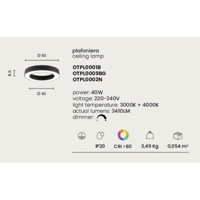 GLOBUS LAMPADARIO A SOSPENSIONE AD ANELLO 3 MISURE LED DIMMERABILE LUCE CCT 3000K-4000K 3 COLORI