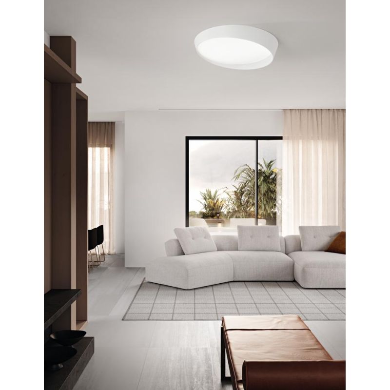 HALF PLAFONIERA MODERNA BIANCA 3 MISURE LED INTEGRATO DIMMERABILE LUCE CCT 3000K - 4000K