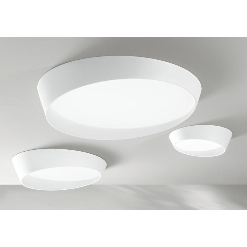 HALF PLAFONIERA MODERNA BIANCA 3 MISURE LED INTEGRATO DIMMERABILE LUCE CCT 3000K - 4000K