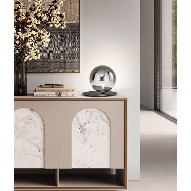 SNAIL LAMPADA DA TAVOLO MODERNA DIFFUSORE A SFERA IN VETRO E BASE IN METALLO 3 COLORI LAMPADINA G9