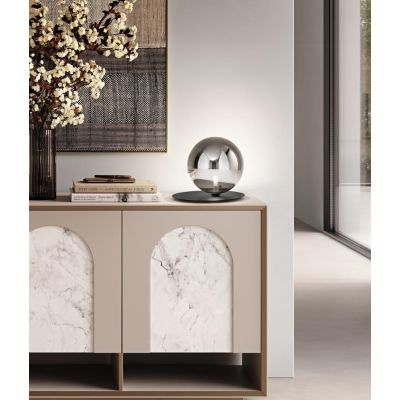 SNAIL LAMPADA DA TAVOLO MODERNA DIFFUSORE A SFERA IN VETRO E BASE IN METALLO 3 COLORI LAMPADINA G9