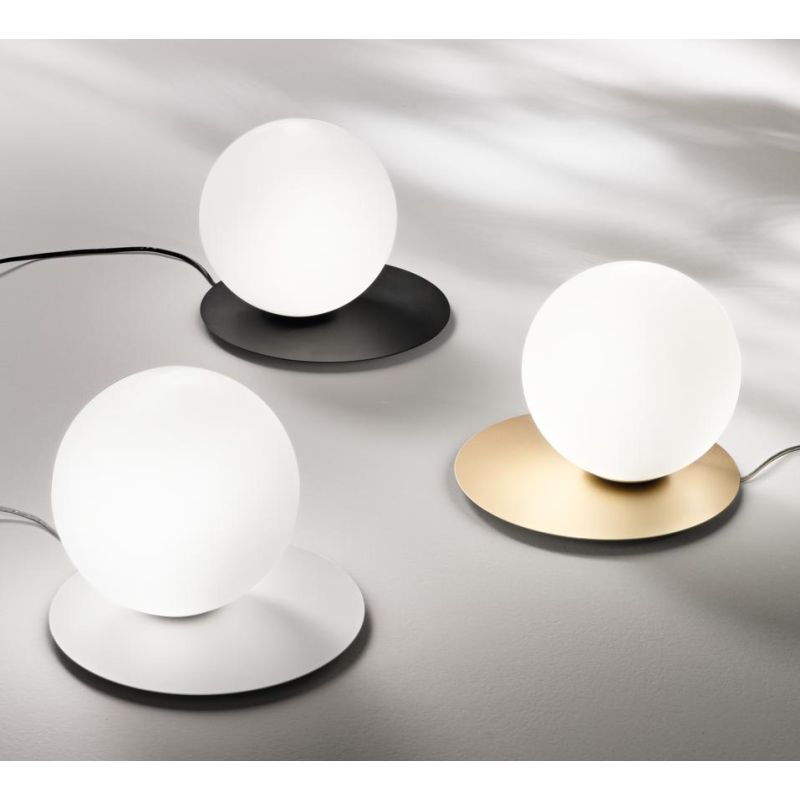 SNAIL LAMPADA DA TAVOLO MODERNA DIFFUSORE A SFERA IN VETRO E BASE IN METALLO 3 COLORI LAMPADINA G9