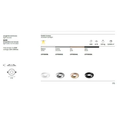 LAMPO FARETTO DA INCASSO IN ALLUMINIO 4 COLORI D9,8 CM CON PORTALAMPADA GU10 MODERNO