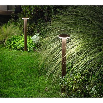 VIALE PALO DA ESTERNI ALLUMINIO CORTEN O NERO IP65 H60 E H80 CM LED INTEGRATO LUCE 4000K DESIGN MODERNO