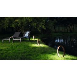 MIRTA LAMPADA DA GIARDINO CON FORMA A CERCHIO D40 CM IP54 LED 5W LUCE 4000K CORTEN E ANTRACITE MODERNA 2